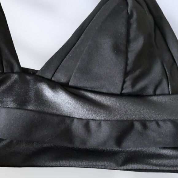 Beach Bunny Bikini Set Brazilian Cut Bottoms Triangle Top Black Size Medium - Picture 7 of 15